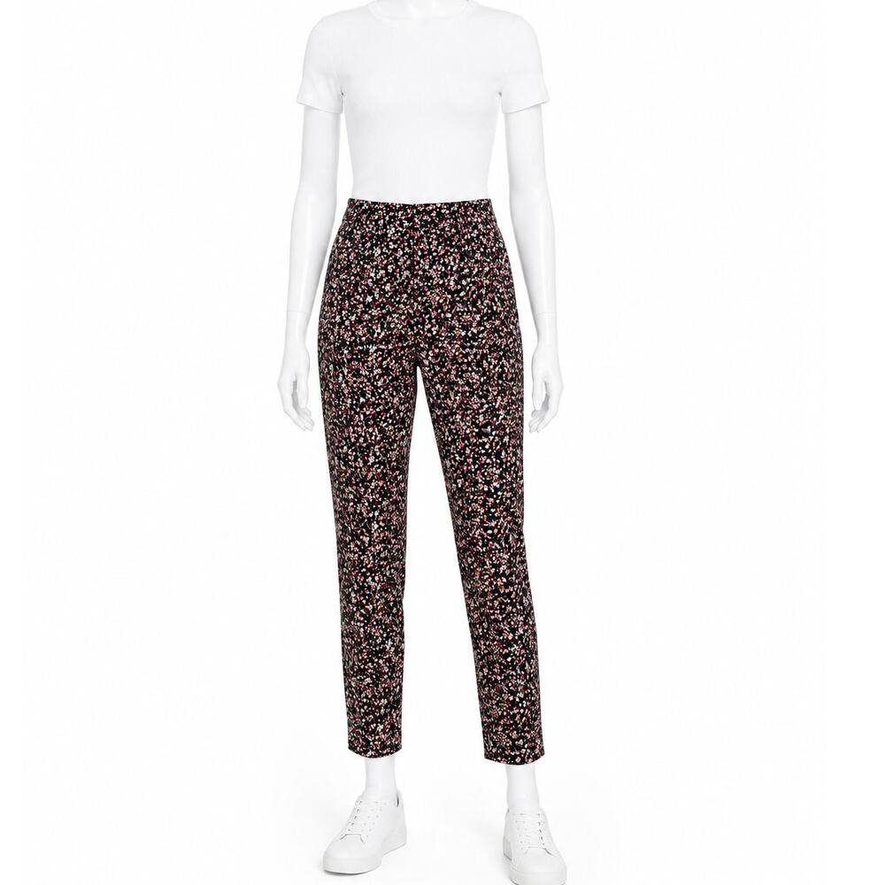 Jules & Leopold Floral Pants M Black High Waist Slim Leg Ankle NWT romantic
